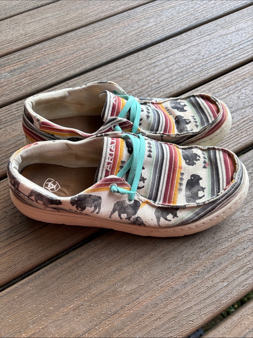 Ariat Women Size 10B Hilo Moc Toe Buffalo Print Casual Shoes 10040306